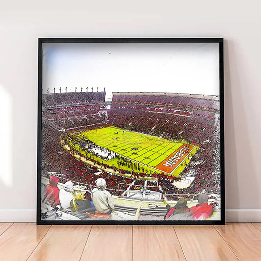 Bryant-Denny Stadium Print, Artist Drawn Football Stadium, Alabama Crimson Tide Football