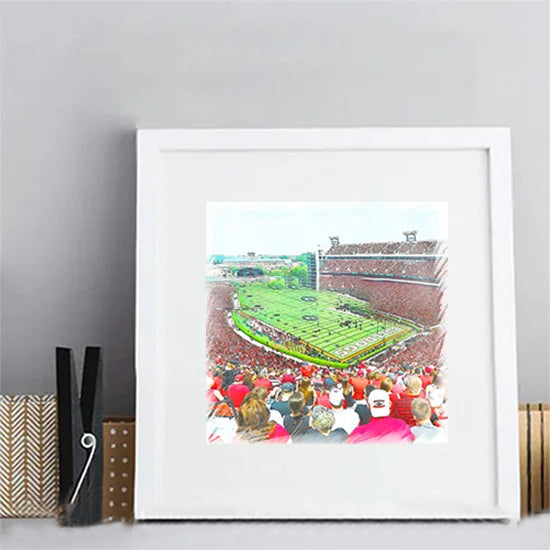 Sanford Stadium Print, Artist Drawn Football Stadium, Georgia Bulldogs football
