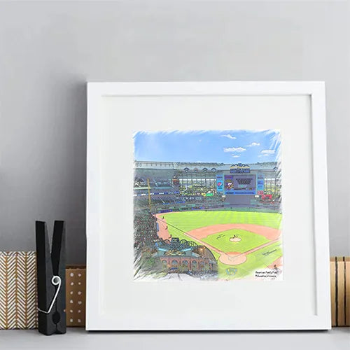 American Family Field Print, Artist Drawn Baseball Stadium, Milwaukee Brewers Baseball