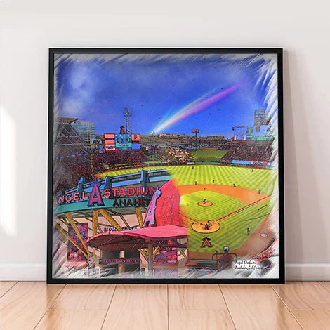 Angel Stadium Print, Artist Drawn Baseball Stadium, Los Angeles Angels Baseball