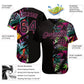 Custom Black Black-Pink 3D Pattern Design Tropical Palm Leaves Authentic Baseball Jersey