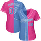 Custom Pink Light Blue-White Authentic Split Fashion Baseball Jersey