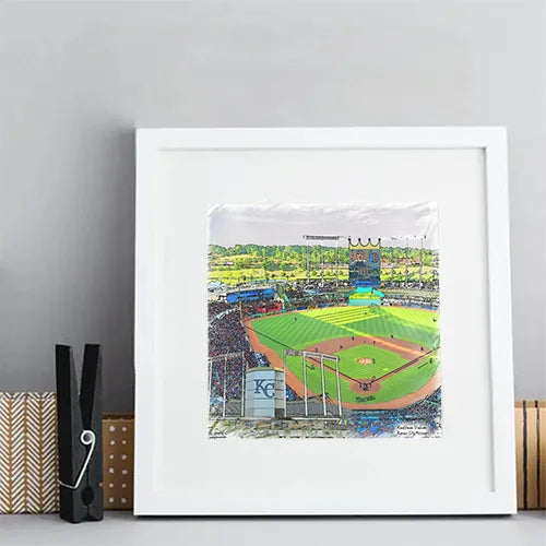 Kauffman Stadium Print, Artist Drawn Baseball Stadium, Kansas City Royals Baseball