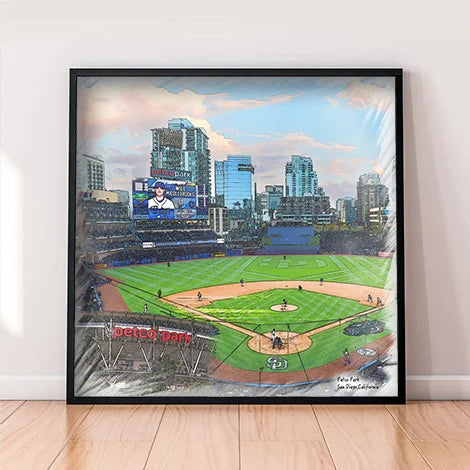 Petco Park Print, Artist Drawn Baseball Stadium, San Diego Padres Baseball