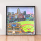 Progressive Field Print, Artist Drawn Baseball Stadium, Cleveland Guardians Baseball