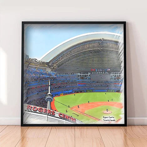 Rogers Centre Print, Artist Drawn Baseball Stadium, Toronto Blue Jays Baseball