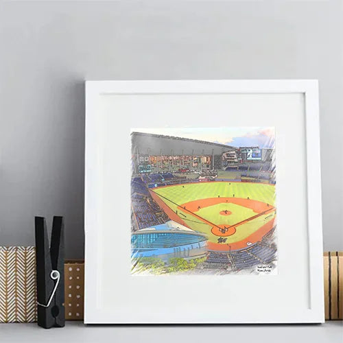 loanDepot Park Print, Artist Drawn Baseball Stadium, Miami Marlins Baseball