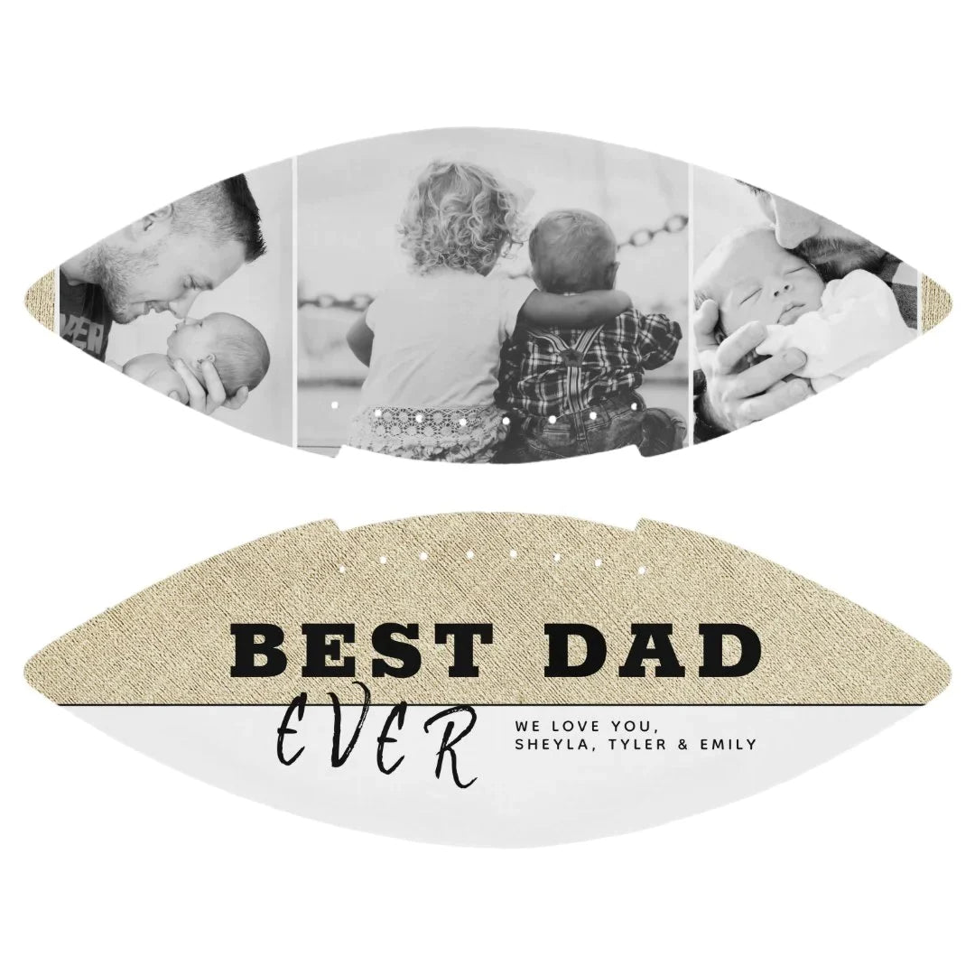 Rustic Best Dad Ever Father's Day 3 Photo Collage Football