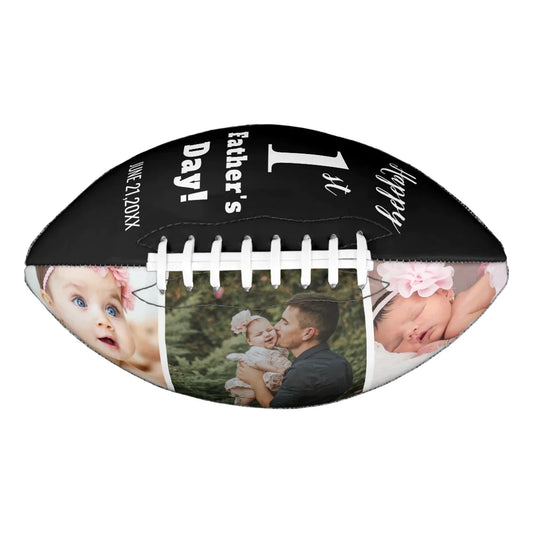 Happy First Father's Day 3 Photo Collage Football