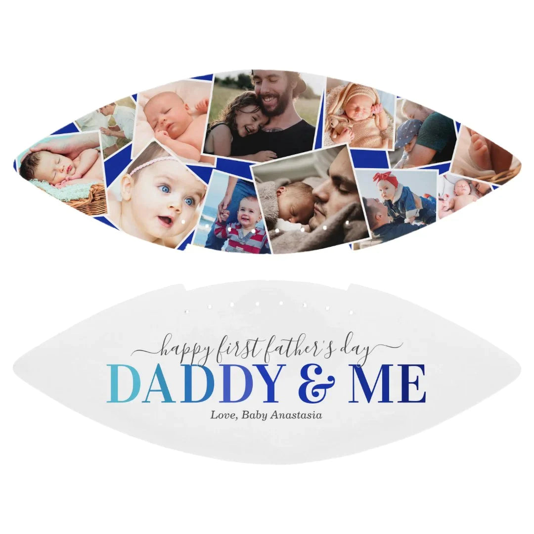 First Father's Day Photo Collage Keepsake Football
