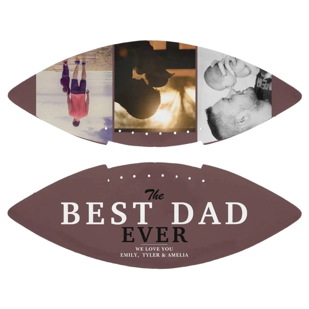 Modern Best Dad Ever Father's Day 3 Photo Collage Football