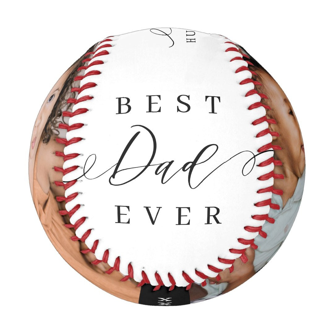 Best Dad Ever Elegant Script 2 Photos Names & Year Baseball And Softball