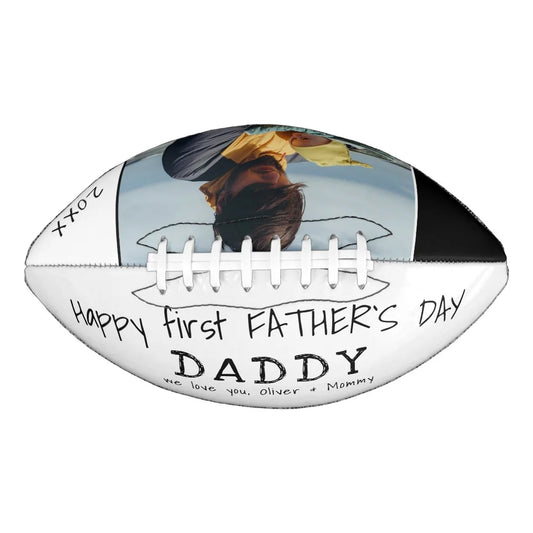 Happy first Father's Day Daddy Dad Photo Football