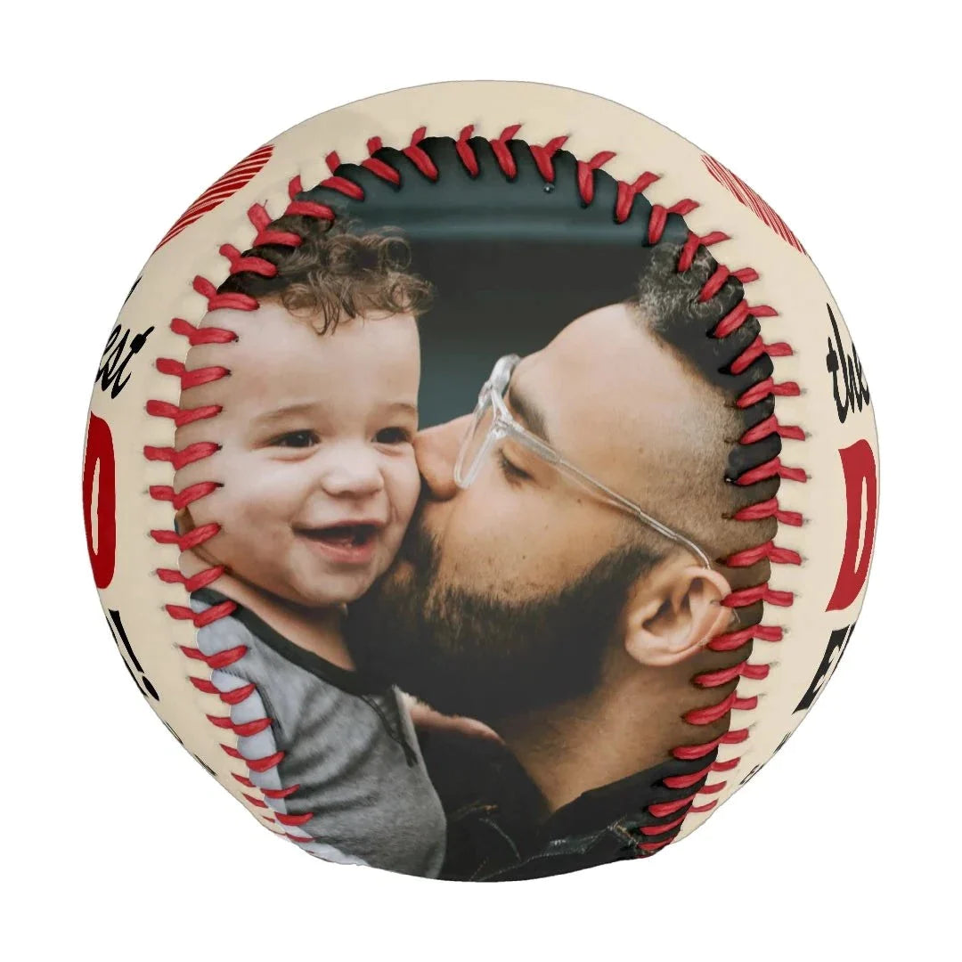 Best Dad Ever Red Heart Father's Day 2 Photo Baseball