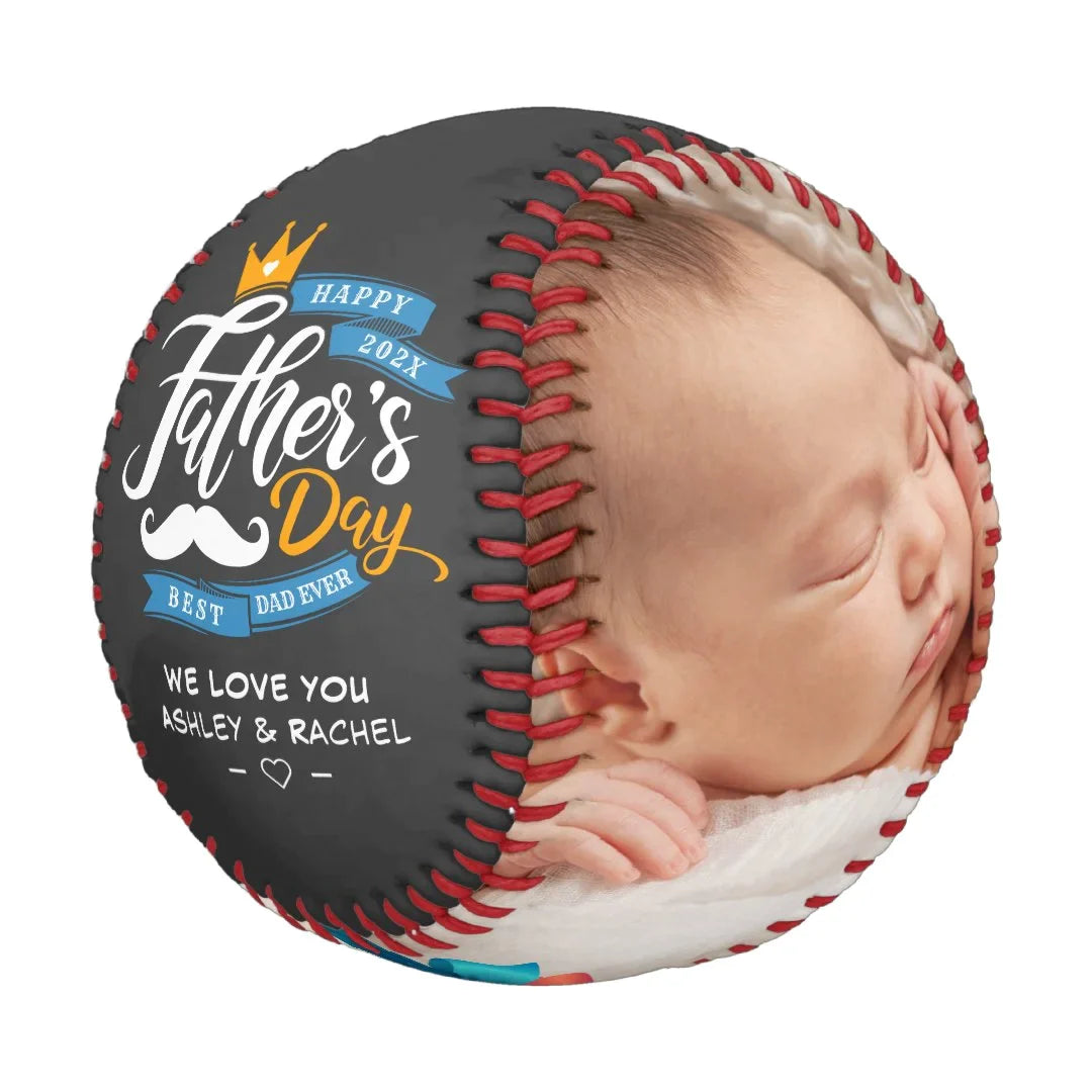 Happy Father's Day Navy Blue Typography Baseball