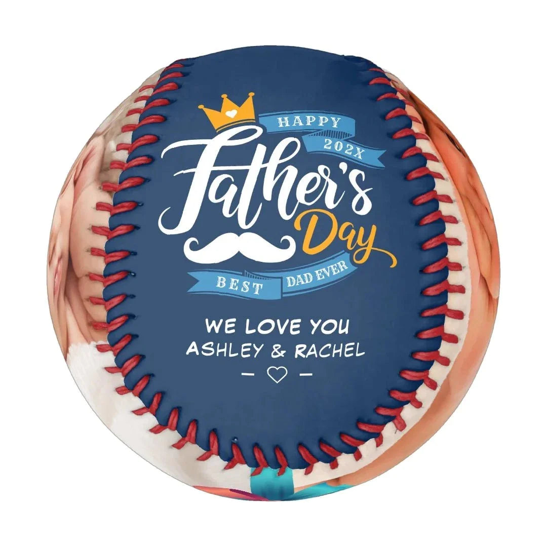 Happy Father's Day Navy Blue Typography Baseball