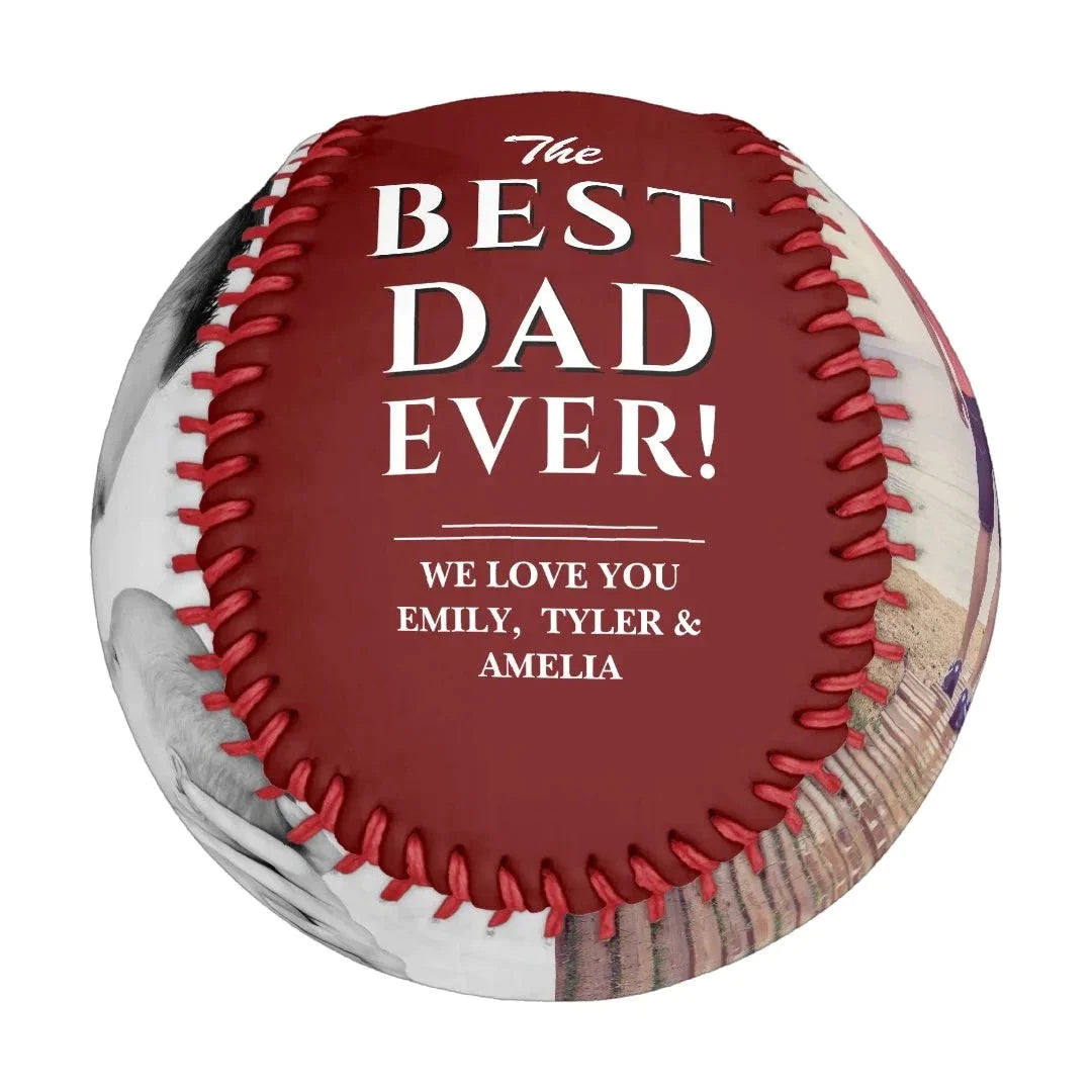 Red Best Dad Ever Father's Day 2 Photo Collage Baseball