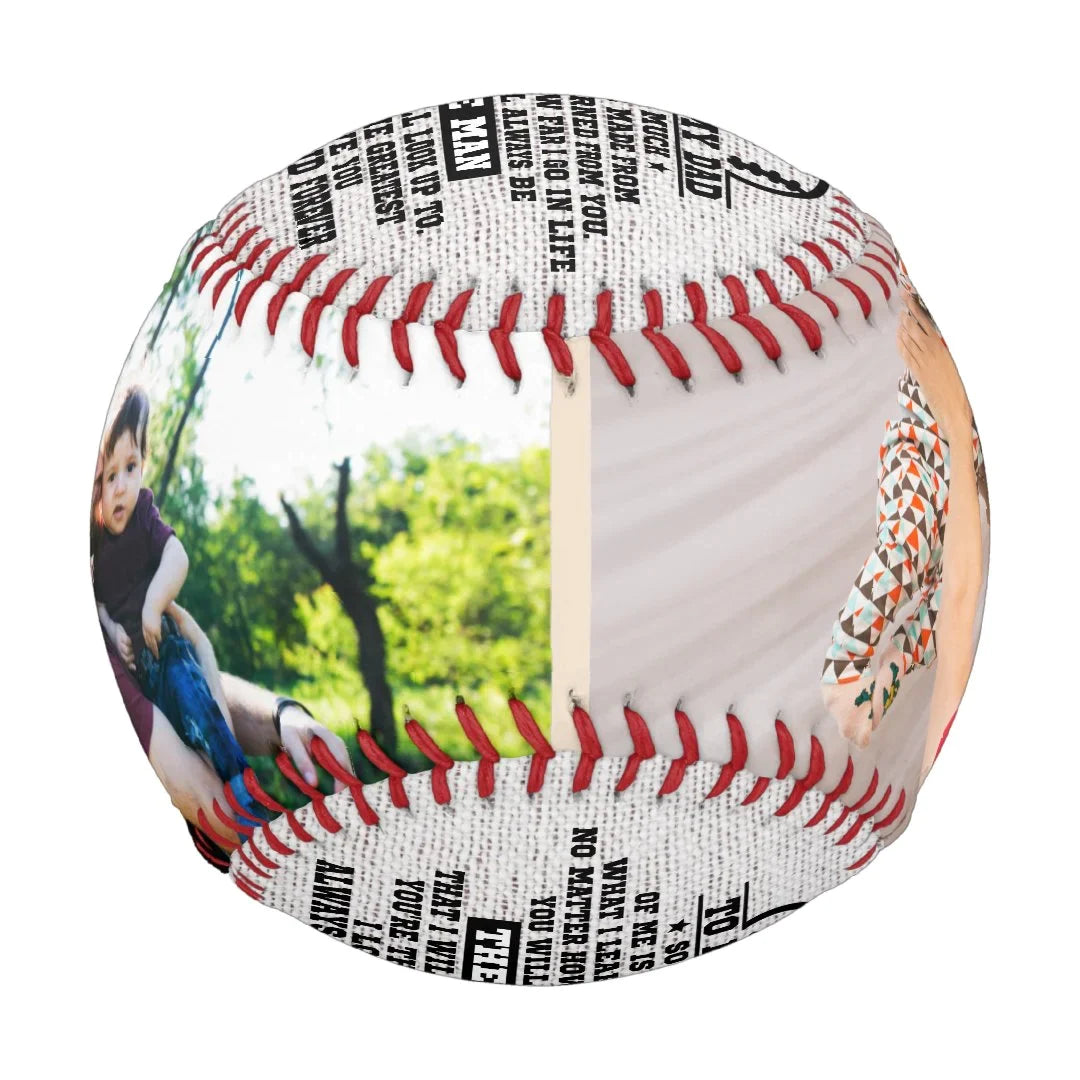 Rustic To My Dad Custom 2 Photo Collage Baseball