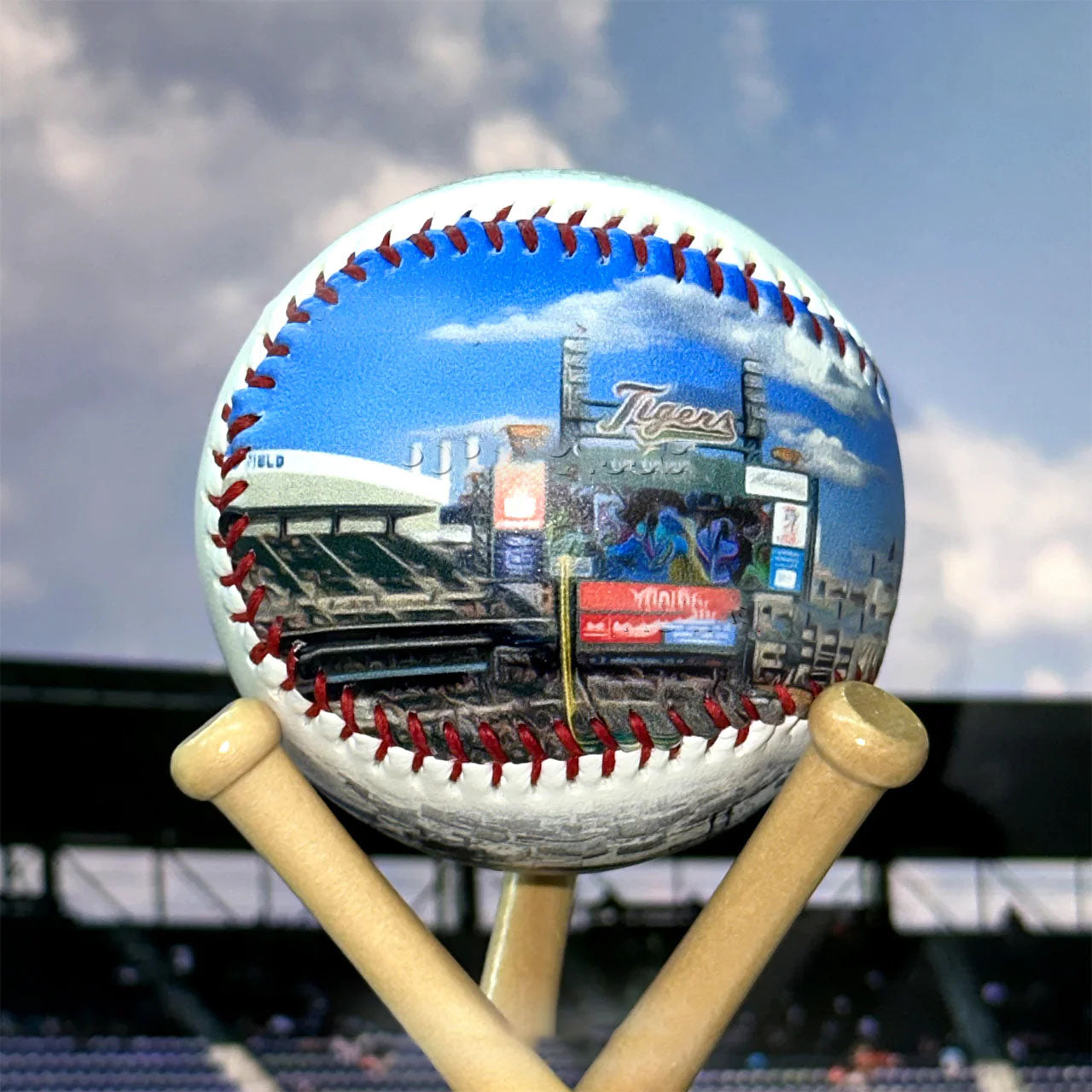 Comerica Park Hand Drawn Stadium Baseballs