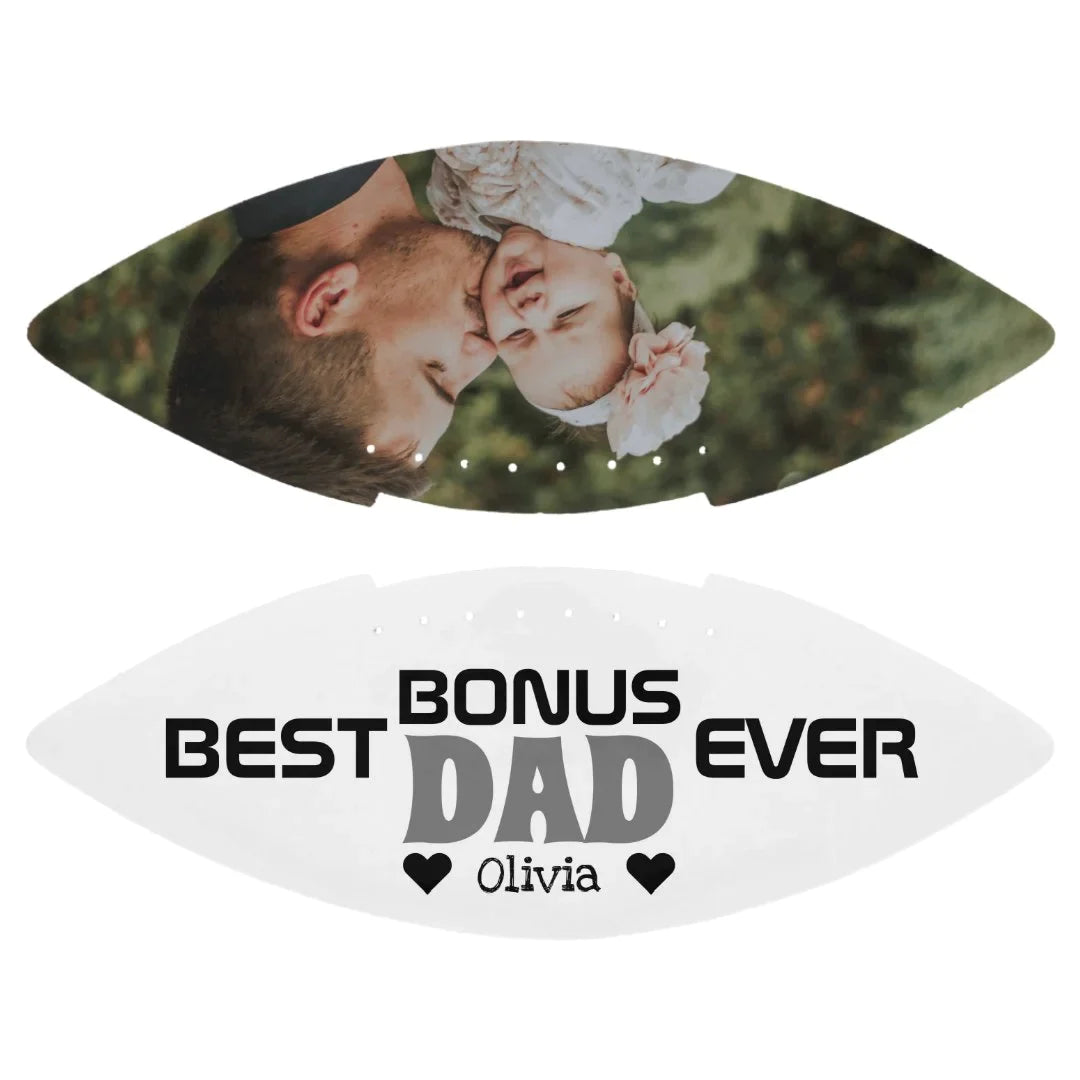 Personalized Best Bonus Dad Ever Custom Photo Football