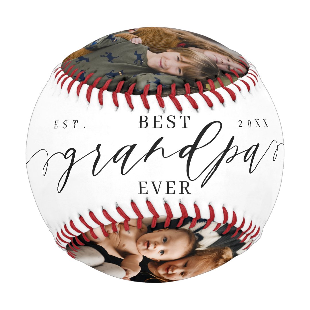 Best Grandpa Ever Script Fathers Day Photo Collage Baseball