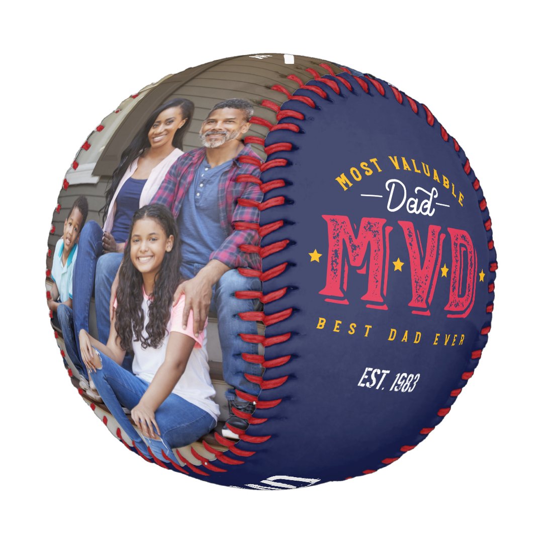 Most Valuable Dad | MVP Custom Two Photo Monogram Baseball